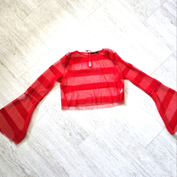 Misguided Red Crop sheer top sz. 6 NWT - Picture 5 of 6